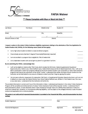 Fillable Online Fafsa Waiver Fax Email Print Pdffiller