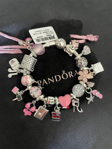 Pandora Bracelet With Pink Themed Charms Etsy In 2023 Pandora Bracelet Designs Pandora