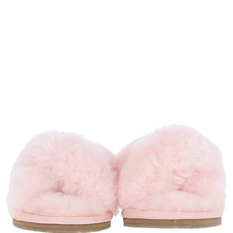 Fenland Ladies Sheepskin Crossover Slippers Pink Fcs