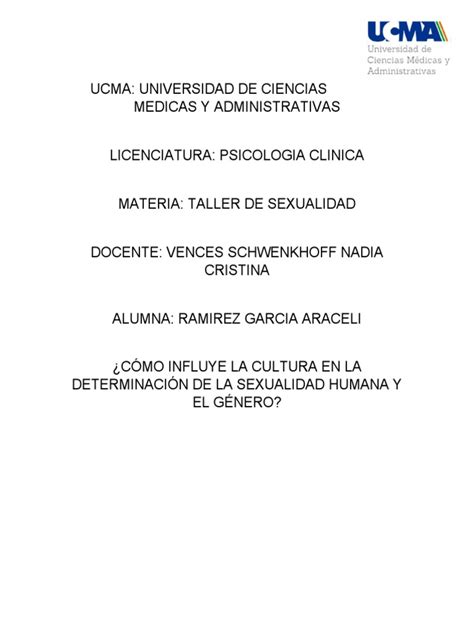 Cómo Influye La Cultura En La Determinación De La Sexualidad Humana Pdf Masculinidad La