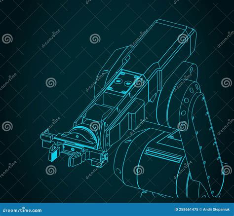 Robotic arm blueprint stock vector. Illustration of progress - 258661475