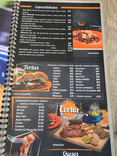 Carta del restaurante Taco Naco Ermita Ciudad del México