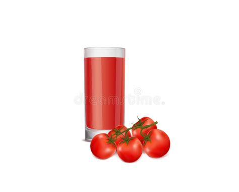 A Glass Of Tomato Juice And Ripe Tomatoes Stock Vector Illustration