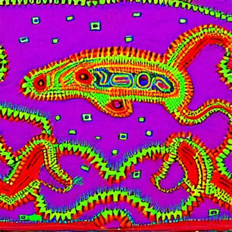 Huichol Art Design Of An Axolotl Neon Colors Stable Diffusion Openart