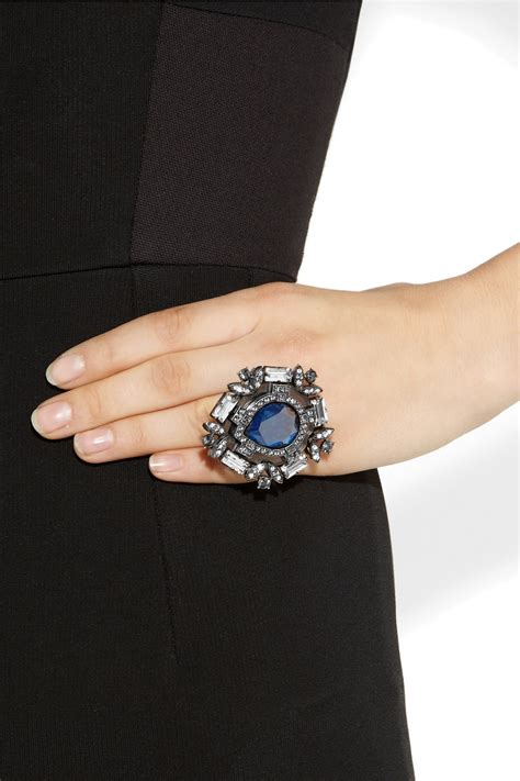 Lyst Lanvin Oversized Swarovski Crystal Ring In Metallic