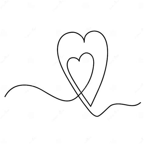 Two Hearts Continuous Line Love Concept Vector Stock Vector Illustration Of Continuous