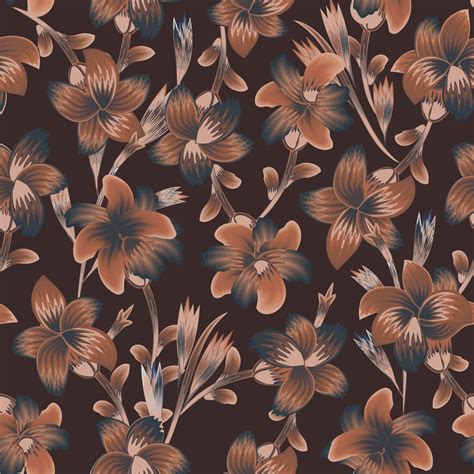 Vintage Brown Floral Seamless Tropical Pattern With Chocolate Color