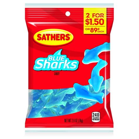 Sathers Gummello Blue Sharks Gummy Candy 26 Oz