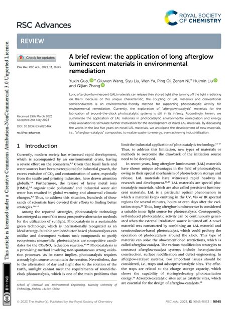 Pdf A Brief Review The Application Of Long Afterglow Luminescent