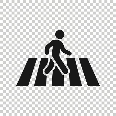 Pedestrian Crosswalk Icon In Flat Style People Walkway Sign Vector