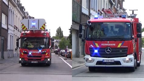 Bullhorn Autopomp En Ladderwagen Brandweer Vilvoorde Met Spoed Naar