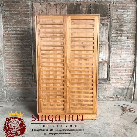 Jual Lemari Baju Pintu Kayu Jati Minimalis Warna Putih Pintu Sliding