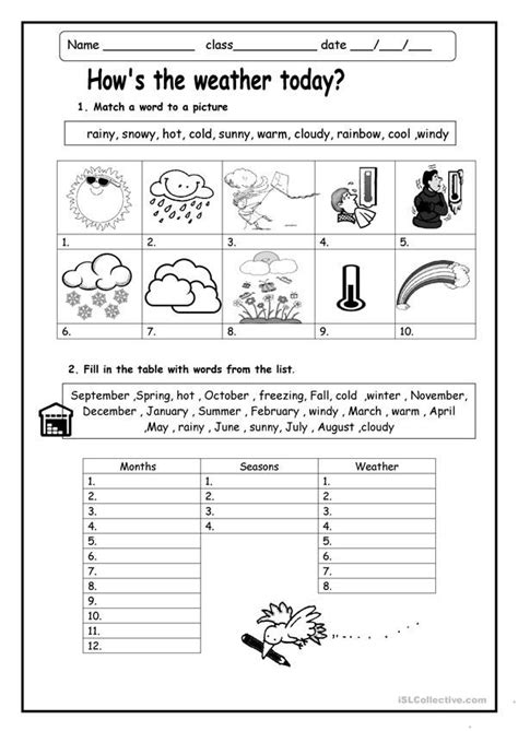 Weather Worksheet For First Grade