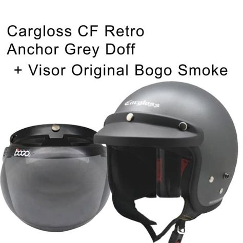 Jual Cargloss Retro Helm Halfface Anchor Grey Doff Visor Ori Bogo