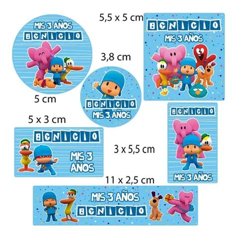 Kit 144 Stickers Pocoyo Dibujo Animado Candy Bar Etiquetas 2 Mebuscar