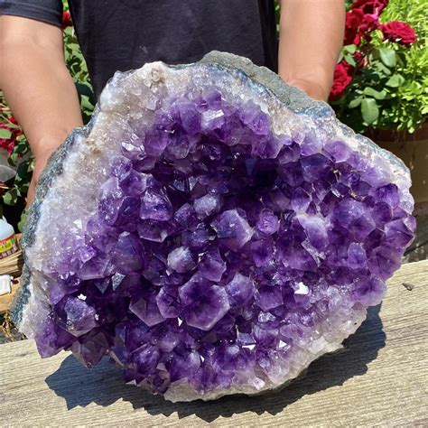 jumbo grade  amethyst cluster raw deep purple druzy amethyst geode