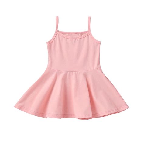 Dllmjing Summer Toddler Baby Girls Sleeveless Solid Print Dress Vest