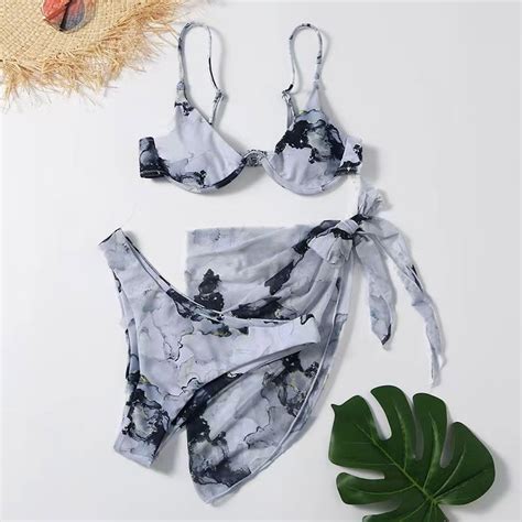 Jual Bikini Swimsuit Baju Renang Three Piece Wanita Outer Transparan