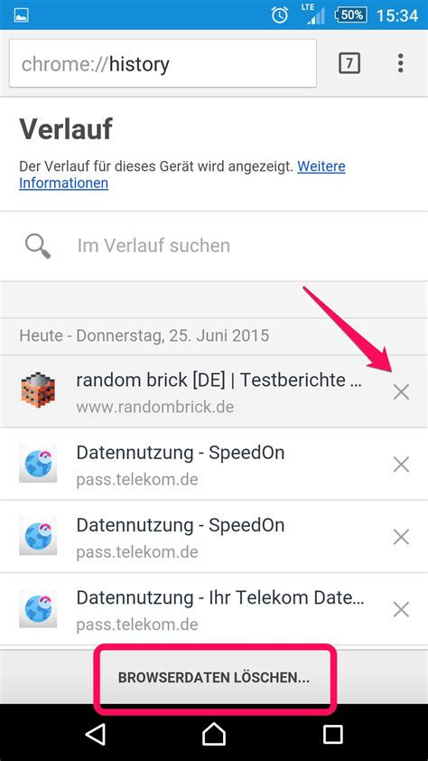 Verlauf in Google Chrome für Android löschen RandomBrick de