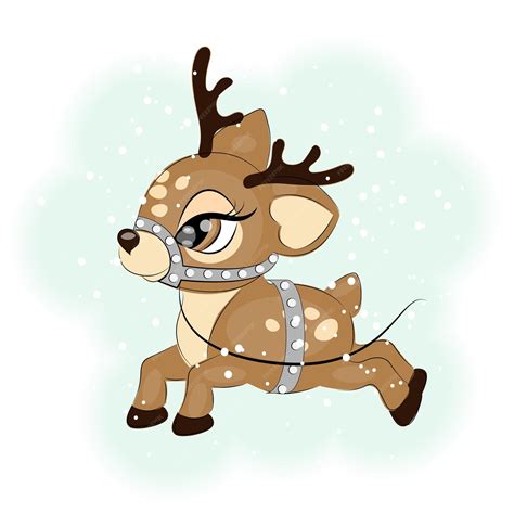 Flying Christmas Reindeer Cartoon
