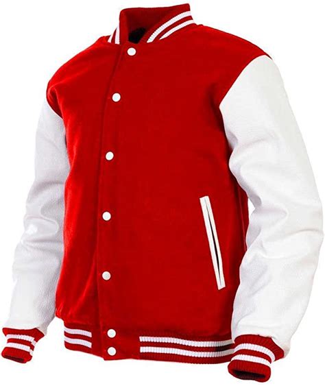 Mens Varsity Jacket Faux Leather Sleeve And Wool Blend Letterman College Varsity Jackets Ez