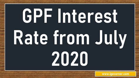 GPF Interest Rate from July to September 2020 - Central Government ...