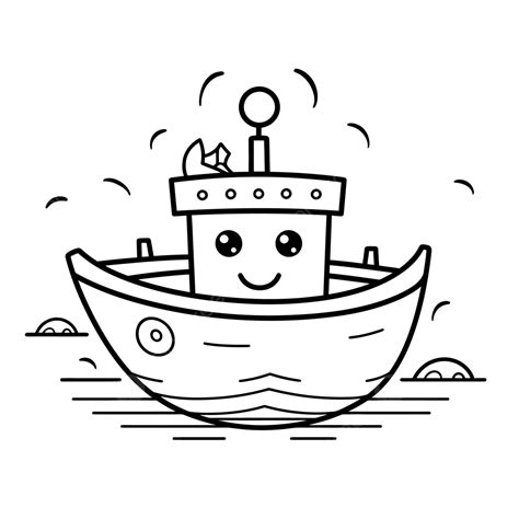 Cartoon Cartoon Ship Outline Sketch Drawing Vector Easy Boat Drawing ...