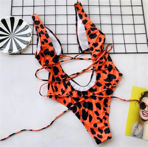 Oem Swimwear Manufacturer Sexy Red Cheetah Print Bathing Suits Hot Women One Piece Swimsuit