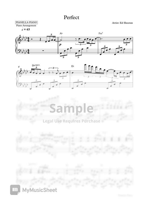 Ed Sheeran Perfect Piano Sheet 樂譜 By Pianella Piano