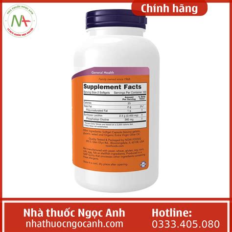 Thuốc Trị Tắc Tia Sữa Now Sunflower Lecithin 1200mg Giá Bao Nhiêu Mua ở đâu