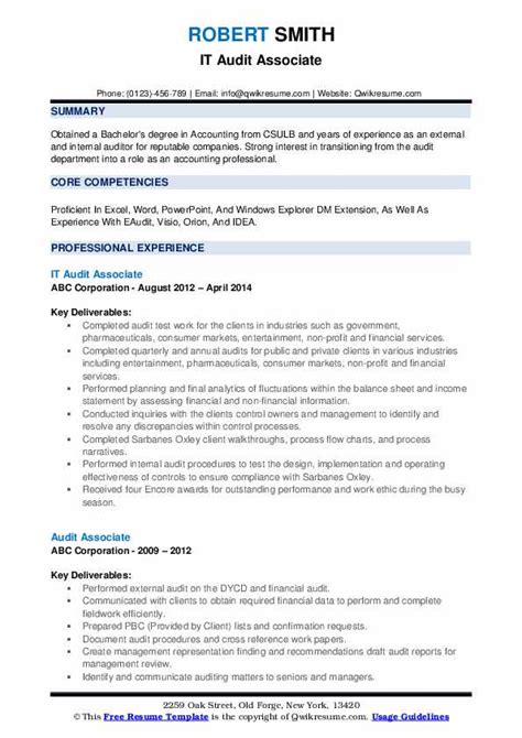 Audit Associate Resume Samples Qwikresume