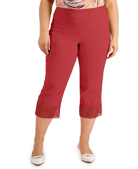 Jm Collection Plus Size Crochet Hem Capri Pants Created For Macys