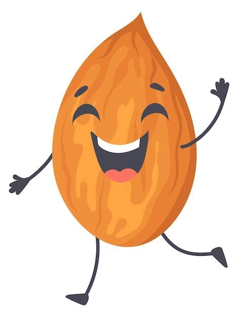 Premium Vector Running Almond Character Happy Nut Mascot Healthy Food