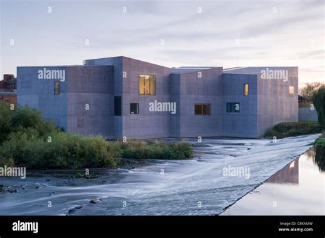 The Hepworth Gallery Art Museum Lit Up At Dusk On Waterfront Banks Of