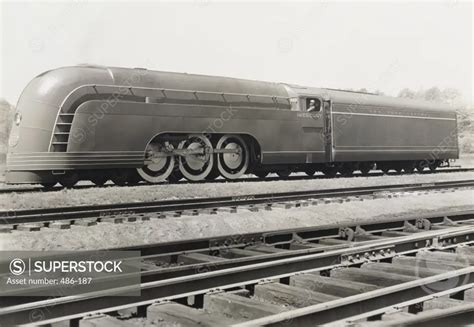 Train On A Railroad Track Mercury Streamlined Steam Locomotive New York Central Railroad