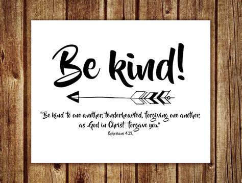 Be Kind Arrow Print Ephesians 432 Bible Verse Wall Art Cursive Nursery