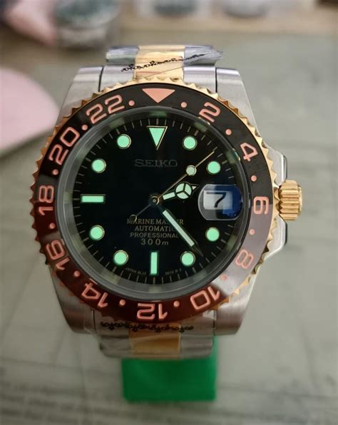 Half Gold Sub Mariner Mod Seiko Nh Movement Seiko Mod Men S