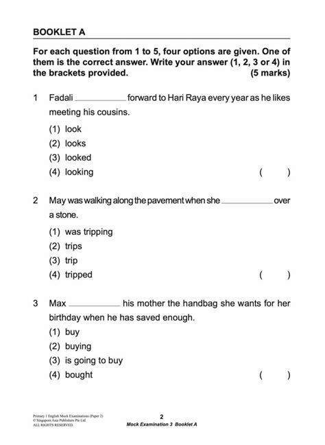 Primary English Mock Examinations