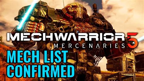 Mw5 Mech List Confirmed Mechwarrior 5 Mercenaries Mw5 News Ttb Youtube