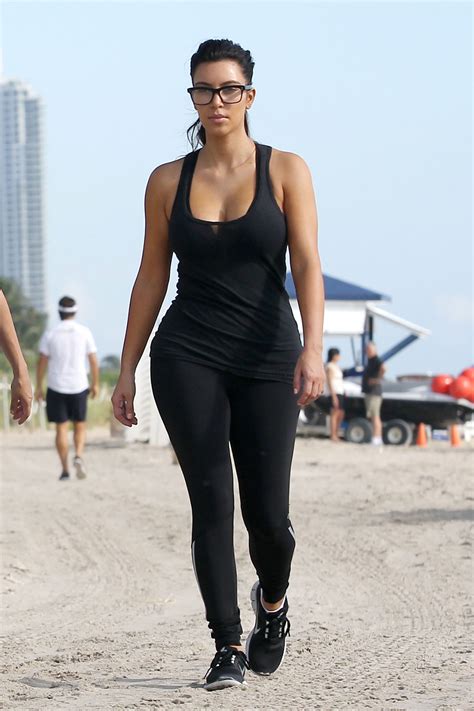 Kim Kardashian On The Morning Walk On A Beach In Miamii Hawtcelebs