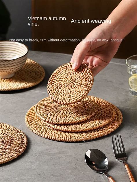 KAWASIMAYA Rattan Heat Insulating Mat Table Mat Home Anti Scald Heat