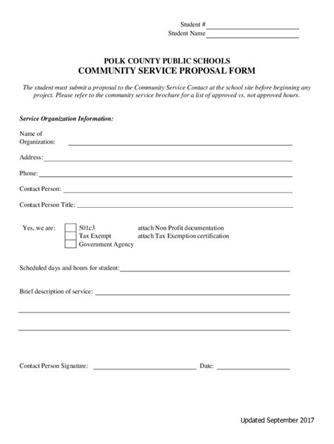 Fillable Online Polk County Public Schools Community Service Proposal