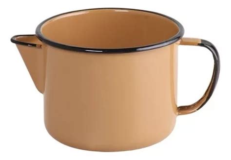 Caneca Leiteira Bico Para Ferver Esmaltada Gata Ewel Cor Marrom