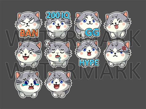 Gray Cat Emotes X 46 For Twitch And Discord Emote And Whatsapp Emote