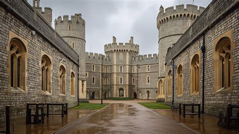 Windsor Castle The Royal Grounds Background Rainy Day In Windsor