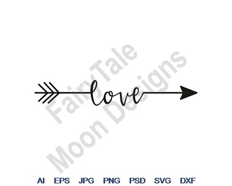 Love Arrow Svg Dxf Eps Png  Vector Art Clipart Cut File Love