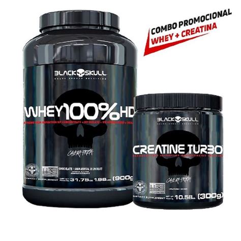 Combo Whey Protein 100 Hd Pote Creatina Monohidratada 300g Black