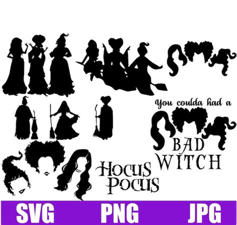 Hocus Pocus Svg Bundle Sanderson Sisters Svg Halloween Witch Svg Png Dxf Eps Cricut Silhouette