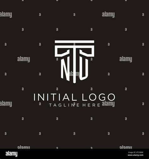 Nu Initial Logo With Geometric Pillar Style Design Creative Modern Law