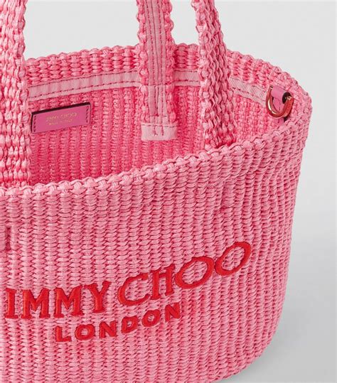 Womens Jimmy Choo Pink Mini Raffia Beach Tote Bag Harrods Uk